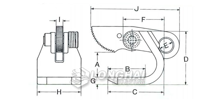HO水平起吊用夾鉗尺寸圖