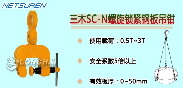 三木SC-N螺旋鎖緊鋼板吊鉗產品介紹