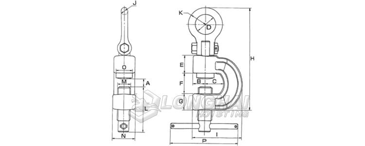 鷹牌FXJ型拉伸用鋼板鉗結構尺寸圖